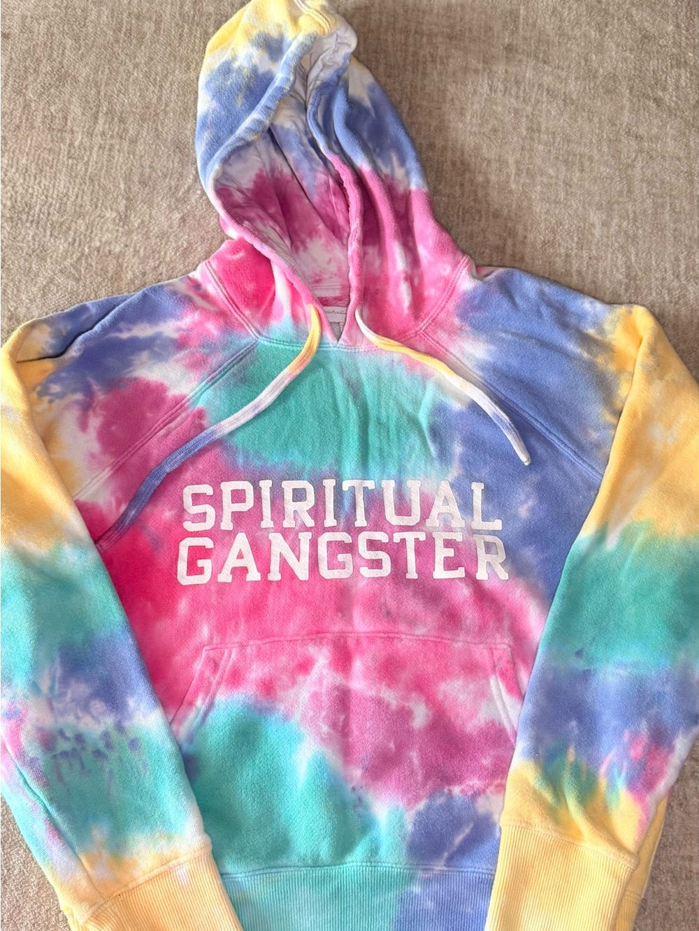 Spiritual Gangster Pastel Tie-Dye Hoodie - Pink, Blue, Yellow, Green, Purple